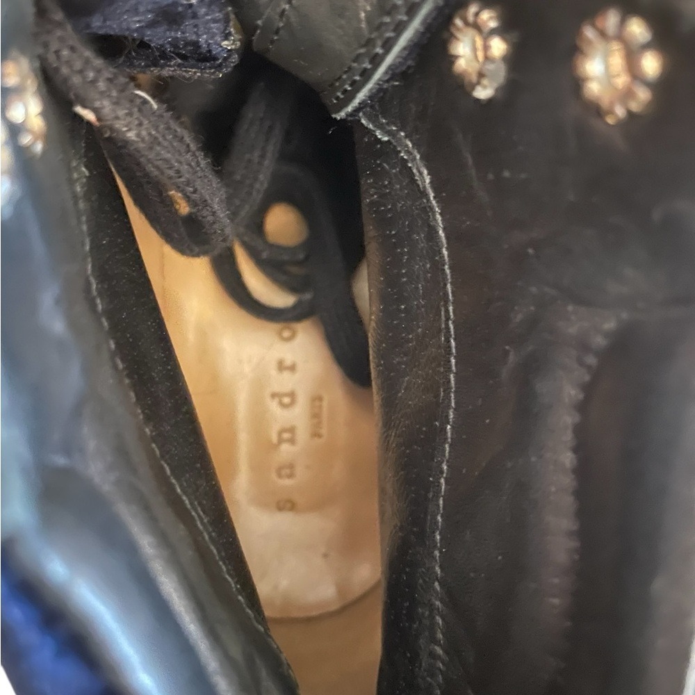 SANDRO Paris Aron Blue Quilted Velvet Combat Hiker Boots - Picture 7 of 15